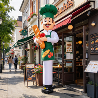 Mannequin publicitaire gonflable personnalisé en forme de chef de boulangerie, agitant un chapeau et tenant une baguette, pour extérieur, étanche, pour boulangerie et marché