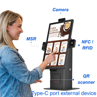 Support d'écran intelligent de bureau 24 pouces Android 13 Système de point de vente Commande en libre-service Paiement par carte Affichage numérique 4G+64G 1080p