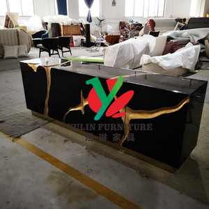 Customized Leather <strong>Buffet</strong> Cabinet Wood Luxury <strong>Sideboard</strong> - Product Image 3