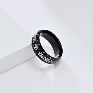 Anillo de Acero Inoxidable con Runas Vikingas Nórdicas Únicas <span class=keywords><strong>para</strong></span> Hombre, Anillo Clásico de Boda y Compromiso con Incrustaciones <span class=keywords><strong>para</strong></span> Fiestas y Aniversarios - Product Image 5