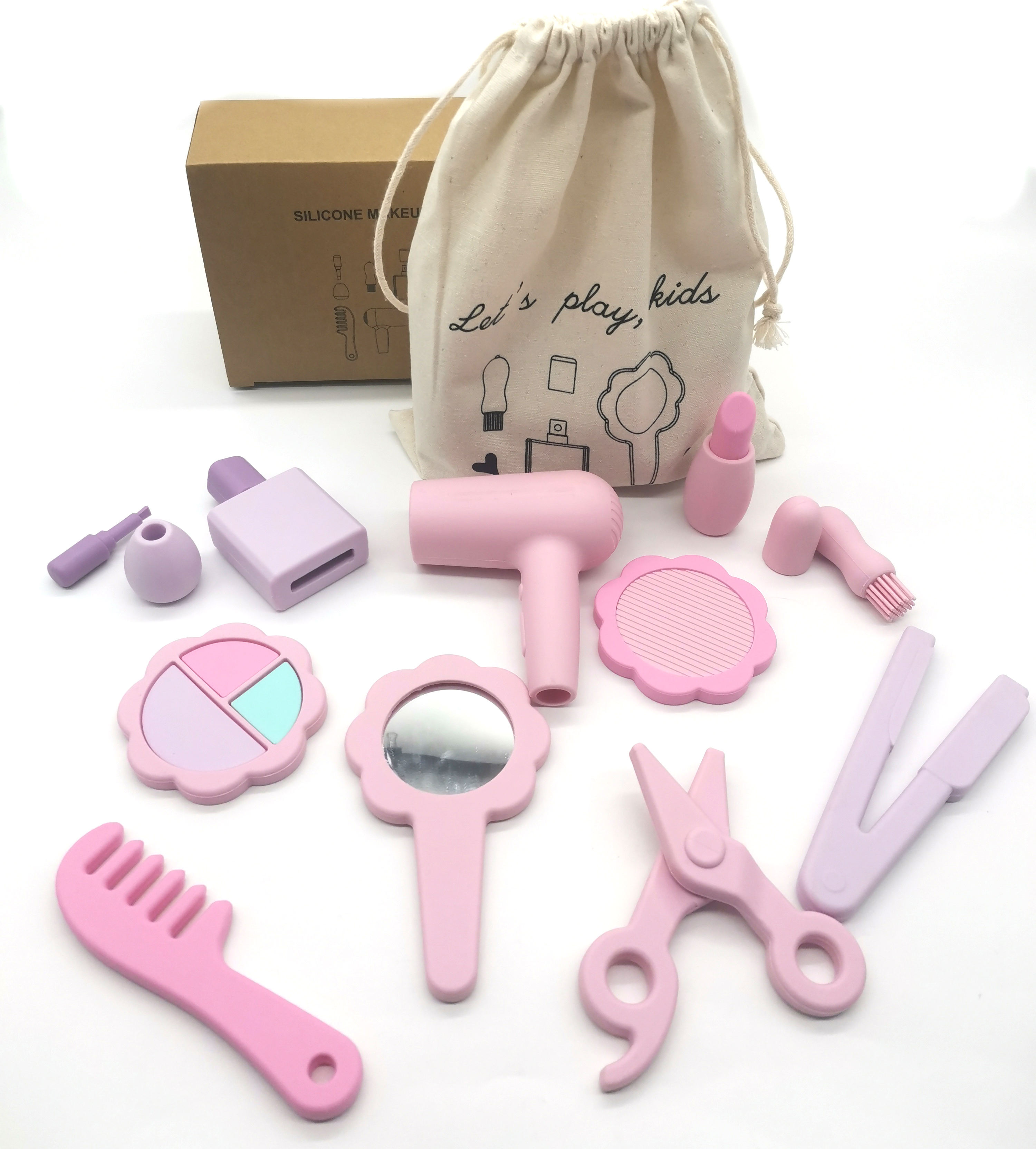 12pc pink salon+makeup set