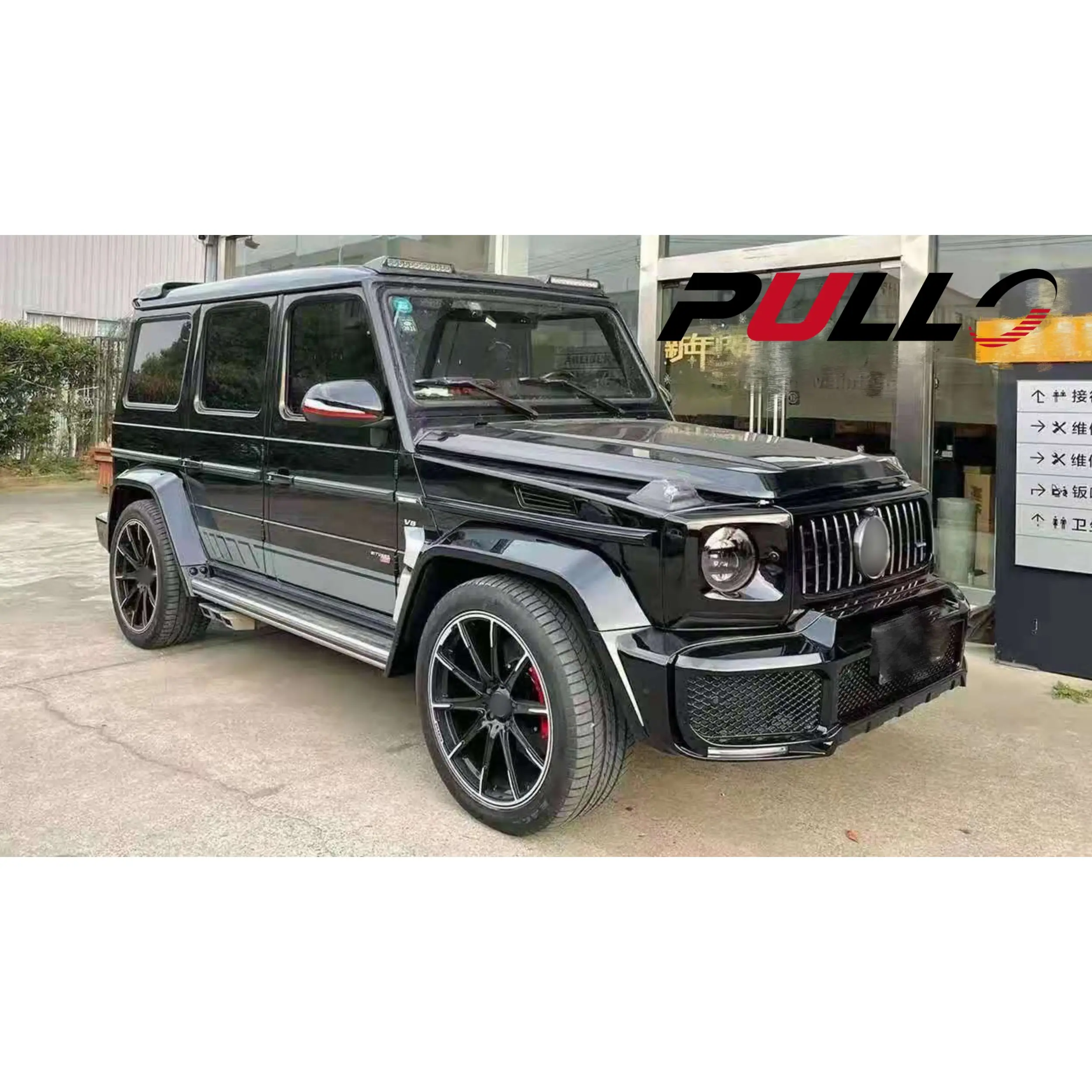 Benz G wagon w4için W464 sutyen otobüs modeli vücut kiti yükseltme dahil ön arka tampon grille oto lambaları kaput çamurluklar