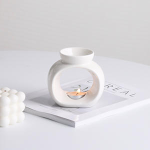 <span class=keywords><strong>Brûleur</strong></span> de cire de bougie en céramique blanche bon marché de réchauffeur d'huiles de parfum - Product Image 3