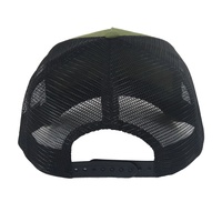 Venta al por mayor personalizado parche de cuero al aire libre hombres deportes verde táctico pesca caza senderismo 5 paneles béisbol camión camionero gorras