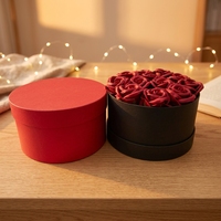 Boîtes rondes en carton rouge et noir avec logo personnalisé, impression offset UV mate, emballage de présentation
