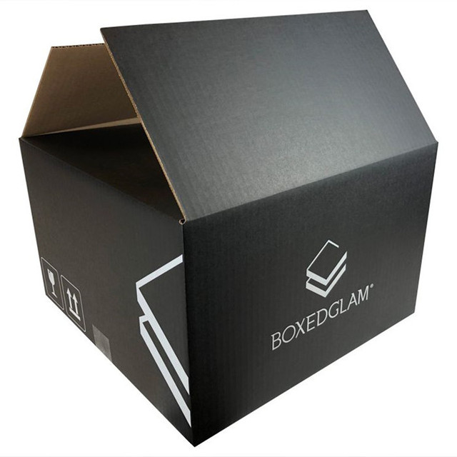 Custom Heavy Duty Hard 5 Layers Double Walls Corrugated Cardboard Transport RSC Shipping Carton Box Black with logo