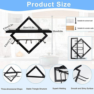 Hiện Đại Sáng Tạo Có Thể Gập Lại Treo Tường Kim Loại Giá Rượu Vang Cho Nhà Bar & Đảng Treo Rượu Vang Thủy Tinh & Cốc Lưu Trữ Mát - Product Image 4