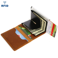 Rfid-portefeuille en aluminium pour cartes de visite et de crédit, porte-cartes, identification automatique, étui en cuir, nouveau porte-cartes de visite