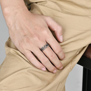 <b>Celtic</b> Woven Knot Titanium Steel <b>Ring</b> Unisex Jewelry Gift Openwork Design Black Gold Silver Antique Silver Color Options - Product Image 3