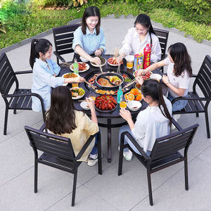 Ensemble de table de jardin <span class=keywords><strong>pour</strong></span> l'extérieur, cadre en aluminium, table de repas <span class=keywords><strong>pour</strong></span> balcon et <span class=keywords><strong>barbecue</strong></span> - Product Image 1