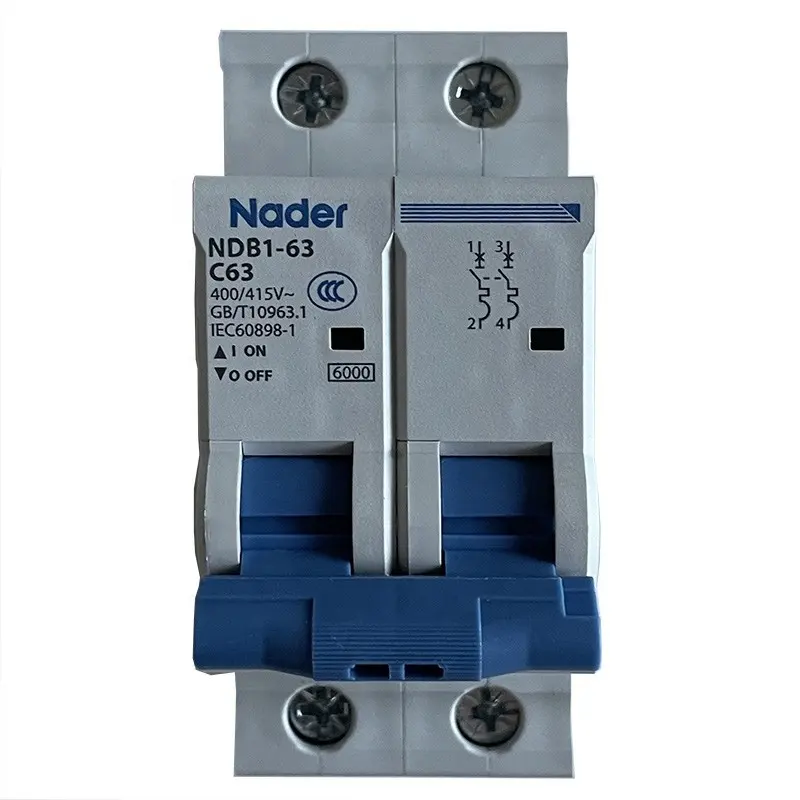 เครื่องตัดวงจร2P คุณภาพดีที่สุดสถานีฐานโทรคมนาคม5G เครื่องตัดวงจร Dc Nader NDB1-63-C63A อุปกรณ์ป้องกันโหลดเกิน