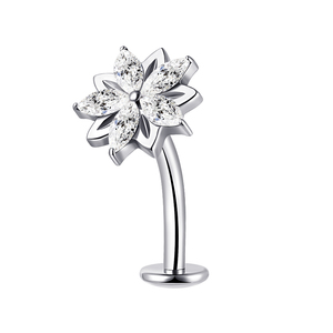 Métal éternel ASTM F136 Titane CZ Pavé CZ Flocon de <span class=keywords><strong>neige</strong></span> Filetage interne Anneau de ventre Piercing de corps pour nombril - Product Image 1