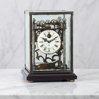 Horloge à balancier à visibilité de la bille en chute libre, cadran en émail de porcelaine et laiton antique Cloisonné, avec base standard