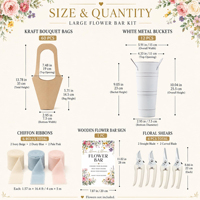 Kit de bar à fleurs : seaux, fournitures florales, panneaux en bois, seaux en fer, sacs cadeaux, ciseaux, rubans colorés pour mariages, célébrations et fêtes