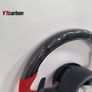 YTcarbon per BMW <span class=keywords><strong>Serie</strong></span> <span class=keywords><strong>1</strong></span> F20 <span class=keywords><strong>F21</strong></span> 125i 1M Volante in Vera Fibra di Carbonio Personalizzato con Paddle Shifter LED Rosso e Rivestimento in Pelle Scamosciata - Product Image 6