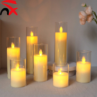 Bougie à piles de haute qualité en gros, bougies LED sans flamme, décorations du Ramadan, bougie en verre acrylique LED pour mariage et fête