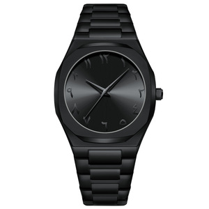 Montre pour <span class=keywords><strong>homme</strong></span> en acier inoxydable tout noir avec cadran arabe, style senior, étanche, alliage, quartz, pour le commerce extérieur transfrontalier - Product Image 5