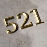 Plaque d'adresse 3D en métal doré de 5 pouces pour extérieur, avec numéros de maison OEM et conception gratuite, panneau publicitaire pour lettres de chambre