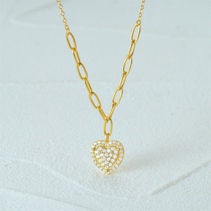 จี้รูปหัวใจ CANNER Fine Jewelry สร้อยคอทอง 18k เงินแท้ 925 สร้อยแบบ Paperclip สร้อยคอสั่งทำได้ เครื่องประดับสำหรับผู้หญิง - Product Image 4