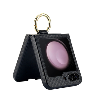 PU Da Có Thể Gập Lại Da Điện Thoại Cover Quay Lại Shell Với Kim Loại Nhẫn Chủ Chống Sốc Điện Thoại Di Động Trường Hợp Đối Với Samsung Z Lật 6 7 - Product Image 2