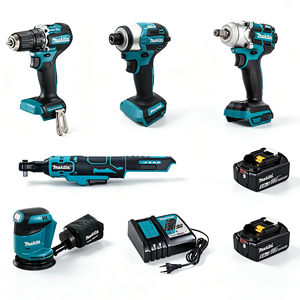 Ensemble d'outils électriques sans fil <span class=keywords><strong>Makita</strong></span> 5 pièces avec perceuse, clé à chocs, clé à cliquet, ponceuse, batteries et chargeur pour la construction - Product Image 1
