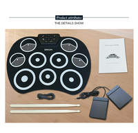 Batterie de percussions électriques pour enfants, éveil musical, noir/blanc/jaune, construction en silicone + plastique tendance