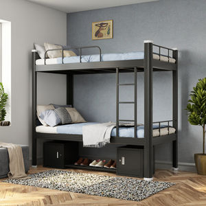 आधुनिक वाणिज्यिक समायोज्य डबल डेकर बंक बिस्तर पर्यावरण के अनुकूल सरल लोहे के लकड़ी के डिजाइन रानी होटल अपार्टमेंट स्कूल बेडरूम - Product Image 2