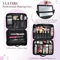 Trousse de Maquillage Professionnelle Grande Capacité, Valise de Voyage Cosmétique et Beauté en Nylon avec Miroir pour Maquilleur, Onglerie et Coiffure