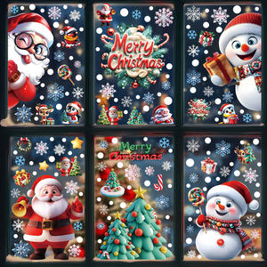 Pafu Double face imprimé Pvc mignon maison fête père noël bonhomme de neige arbre décalcomanies noël fenêtre autocollants - Product Image 3