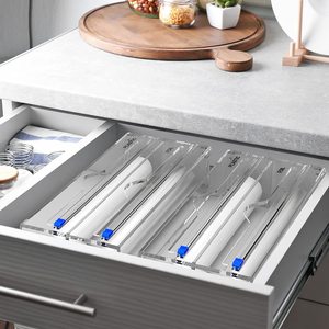 Distributeur de papier aluminium 3 en 1, avec fraise coulissante et étiquettes, support d'organisation pour rouleau en aluminium acrylique - Product Image 2