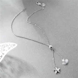 Wholesale OEM/ODM Custom 925 Sterling Silver Gold Plated Starfish Shell Charm Anklets