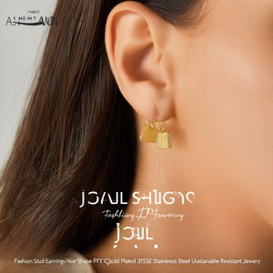 Boucles d'oreilles tendance en forme de cœur, plaquées or PVD, en acier inoxydable 316L, bijoux durables et résistants - Product Image 3