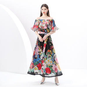 Abito <span class=keywords><strong>lungo</strong></span> floreale plissettato <span class=keywords><strong>monospalla</strong></span> - Product Image 2