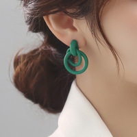Boucles d'oreilles vertes aiguille en argent exagéré luxe haut sens boucles d'oreilles mode tout tempérament goujons personnalité earri