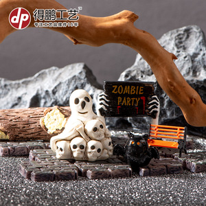 Figuras de Resina de Halloween, Momia, Calavera, Fantasma, Conejo, Murciélago, Vela, Decoración en Miniatura para Interiores, Set D1573 - Product Image 5