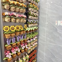 Aimants de réfrigérateur faits main en crochet, motif plante, mini-pot de fleurs, décoration de cuisine et de maison, aimant succulent en crochet, vente chaude