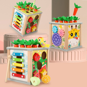 HOYE CRAFT Early Learning Shape Sorting Box Toys cubo di attività in legno giocattoli ravanello tirando gioco per bambini - Product Image 5