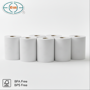 Rollo de papel térmico resistente a la decoloración de 48 gsm, 2 1/4" × 50 para rollos de papel térmico POS con adhesivo impreso personalizado - Product Image 1