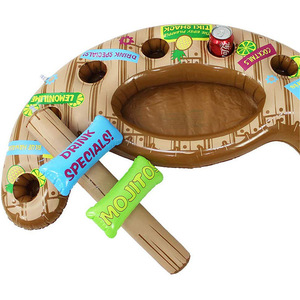 Inflatable Pool Drink Holder With Cup Slots And Tiki Sign For Swimming Fun - Product Image 2