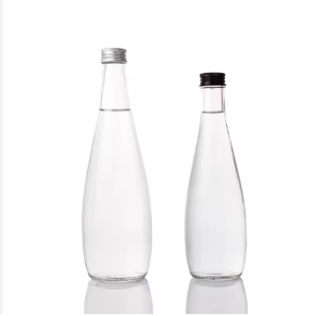 Bouteille d'eau en verre conique blanc cristal réutilisable de luxe <span class=keywords><strong>vide</strong></span> de 330 ml et 500 ml avec <span class=keywords><strong>bouchon</strong></span> à vis et joint en liège pour le <span class=keywords><strong>vin</strong></span> ou les boissons - Product Image 1