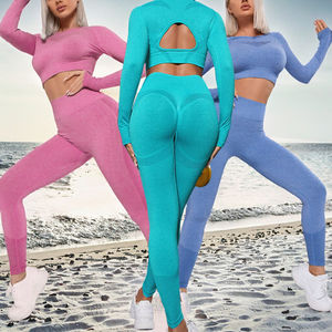 Conjunto Deportivo de Yoga Ecológico de Una Pieza para Mujer, Leggings de Cintura Alta con Efecto Scrunch y Manga Larga, para Gimnasio, Fitness, Running - Product Image 3