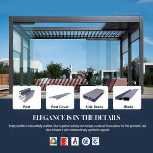 Pérgolas Bioclimáticas de Aluminio al por Mayor, Tamaños 3x3, 4x3, 5x4, 6x4, con Iluminación LED - Cabañas para Jardines, Patios y Exteriores, Pérgola Retráctil - Product Image 2