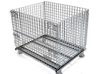 Malla de Alambre de Acero Galvanizado 50x50mm, Alambre de 6mm, Jaula Metálica Plegable Cuadrada con Cierre de Hebilla, Ruedas de 4 Pulgadas, Almacenamiento para Almacén
