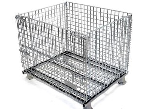 Grillage en acier galvanisé 50x50mm, fil de 6mm, caisse métallique pliable, cage carrée avec fermeture à boucle, roues de 4 pouces pour stockage en entrepôt - Product Image 1
