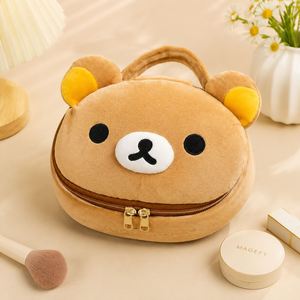 Cute Bear Shape Plush <b>Makeup</b> Bag Kawaii Cosmetic Pouch Travel Toiletry Organizer Bag Soft Fuzzy Storage <b>Case</b> Custom Logo OEM - Product Image 1