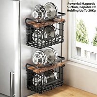 Étagère de rangement magnétique pour réfrigérateur sans perçage, panier organisateur mural en métal pour épices, fruits et légumes de cuisine