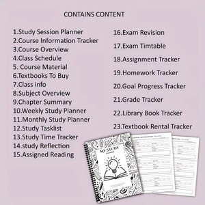 Carnet de planification des études |   Agenda scolaire pour étudiants avec suivi des objectifs et des <span class=keywords><strong>devoirs</strong></span>, planning des cours et registres de révision des examens - Product Image 5