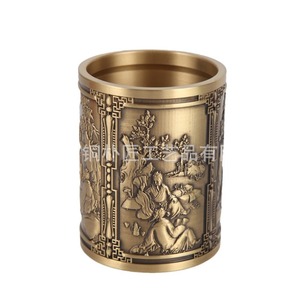 Porte-stylo en cuivre, un objet décoratif pour la pratique des instruments de musique, du jeu d'échecs, de la calligraphie et de la peinture ; une artisanat classique en cuivre - Product Image 5