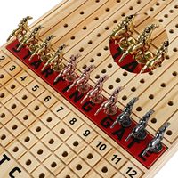 Grand jeu de société de course de chevaux de 21 pouces avec 11 chevaux en métal de luxe ligne de finition en bois épaissi jeu de course de chevaux échiquier