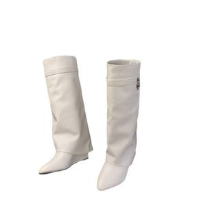 Botas de tacón alto de plataforma para mujer, estilo europeo y americano, otoño-invierno 2026, talla grande, con punta, de cuero pintado, con hebilla, a la moda. - Product Image 5